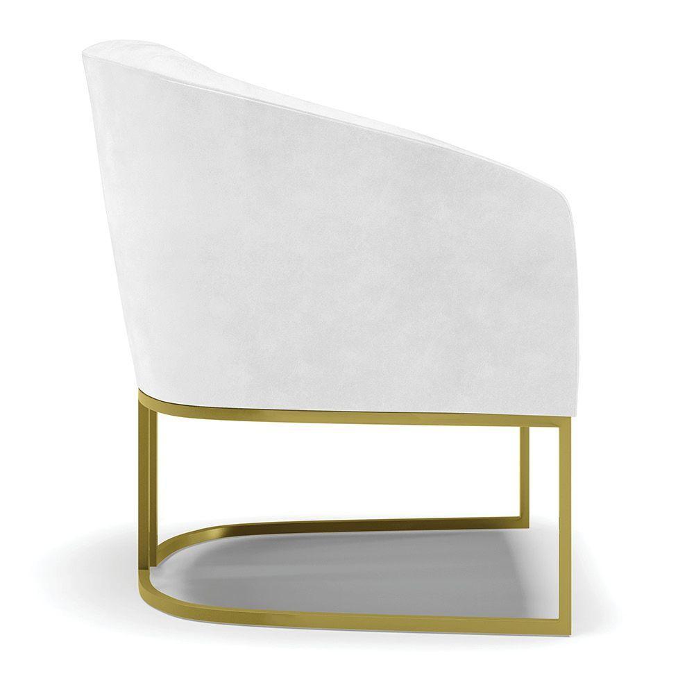 Kit 02 Poltronas Corano Base Industrial Dourada Cor Branco - 6