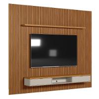 Painel Ripado Marisa Com 1 Nicho Com Tampo Engrossado E 1 Prateleira Nature E Off White 300x250 Cm - 1