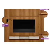 Painel Ripado Marisa Com 1 Nicho Com Tampo Engrossado E 1 Prateleira Nature E Off White 300x250 Cm - 3