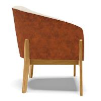 Poltrona Nozes Com Linho Bege A19 Base Madeira Castanho - 5