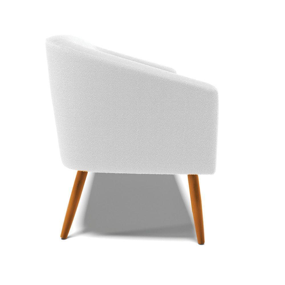 Sofá Namoradeira Stella Bouclê Pés Palito Castanho - D'rossi Cor Off White - 4
