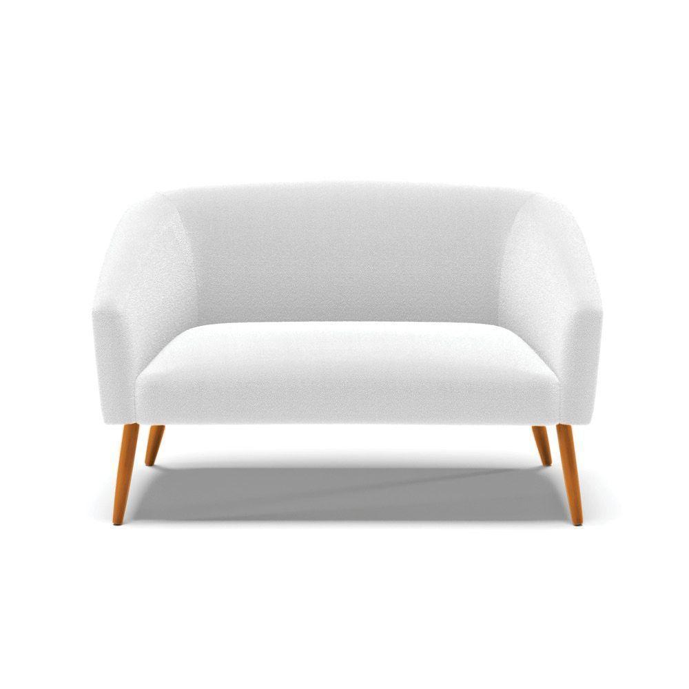 Sofá Namoradeira Stella Bouclê Pés Palito Castanho - D'rossi Cor Off White - 5