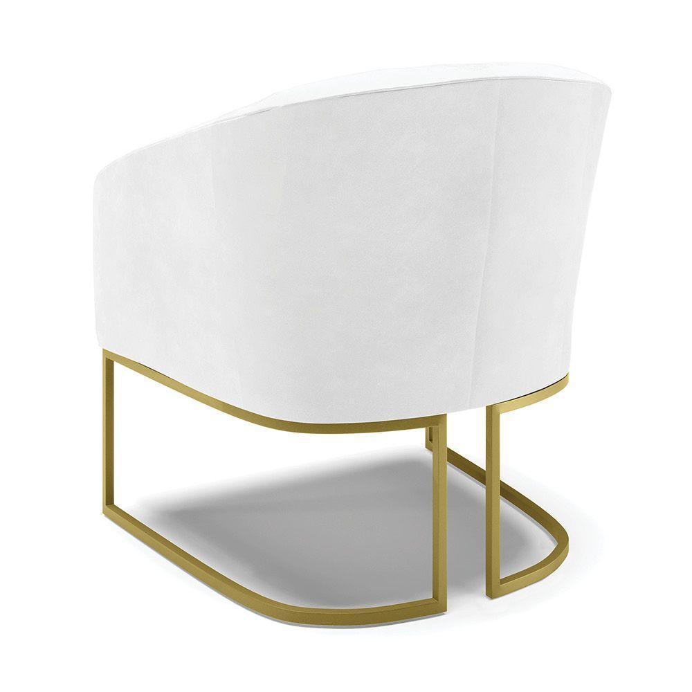 Kit 02 Poltronas Corano Branco Base Industrial Dourada - 5