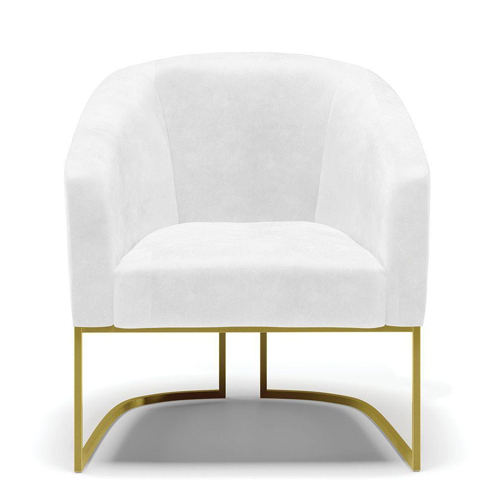 Kit 02 Poltronas Corano Branco Base Industrial Dourada - 7