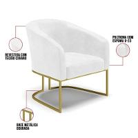 Kit 02 Poltronas Corano Branco Base Industrial Dourada