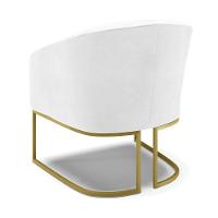 Kit 02 Poltronas Corano Branco Base Industrial Dourada - 5