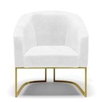 Kit 02 Poltronas Corano Branco Base Industrial Dourada - 7