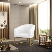 Kit 02 Poltronas Corano Branco Base Industrial Dourada - 8