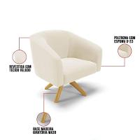 Kit 02 Poltronas Giratória Stella Veludo Bege - 3