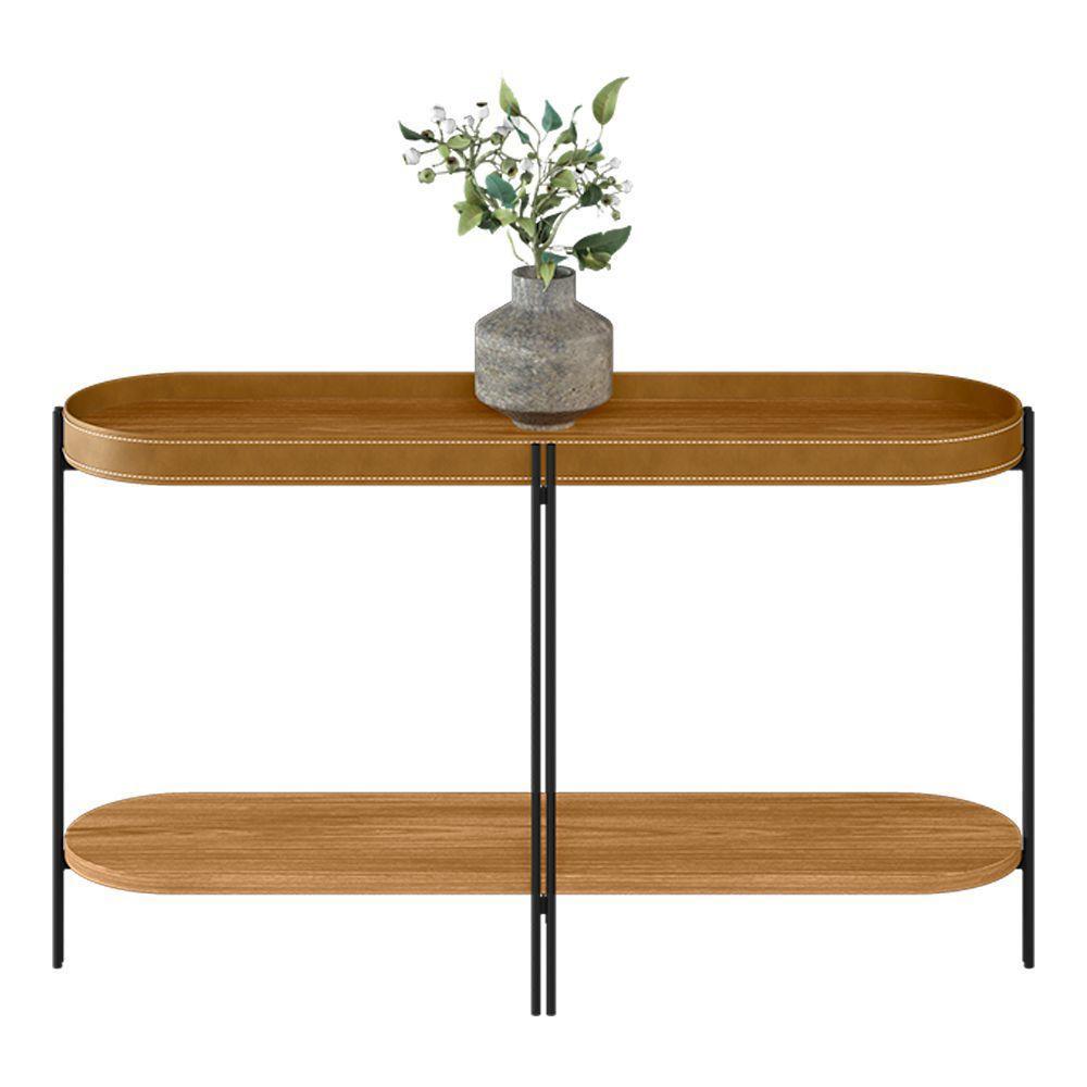 Buffet Aparador Isi Nature Fosco E Couro Caramelo 139x79 Cm L04 - D'rossi - 1