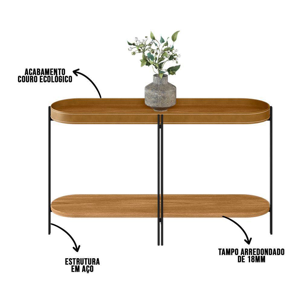 Buffet Aparador Isi Nature Fosco E Couro Caramelo 139x79 Cm L04 - D'rossi - 5