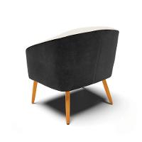 Kit 02 Poltronas Corano Preto Com Linho Bege Pés Palito