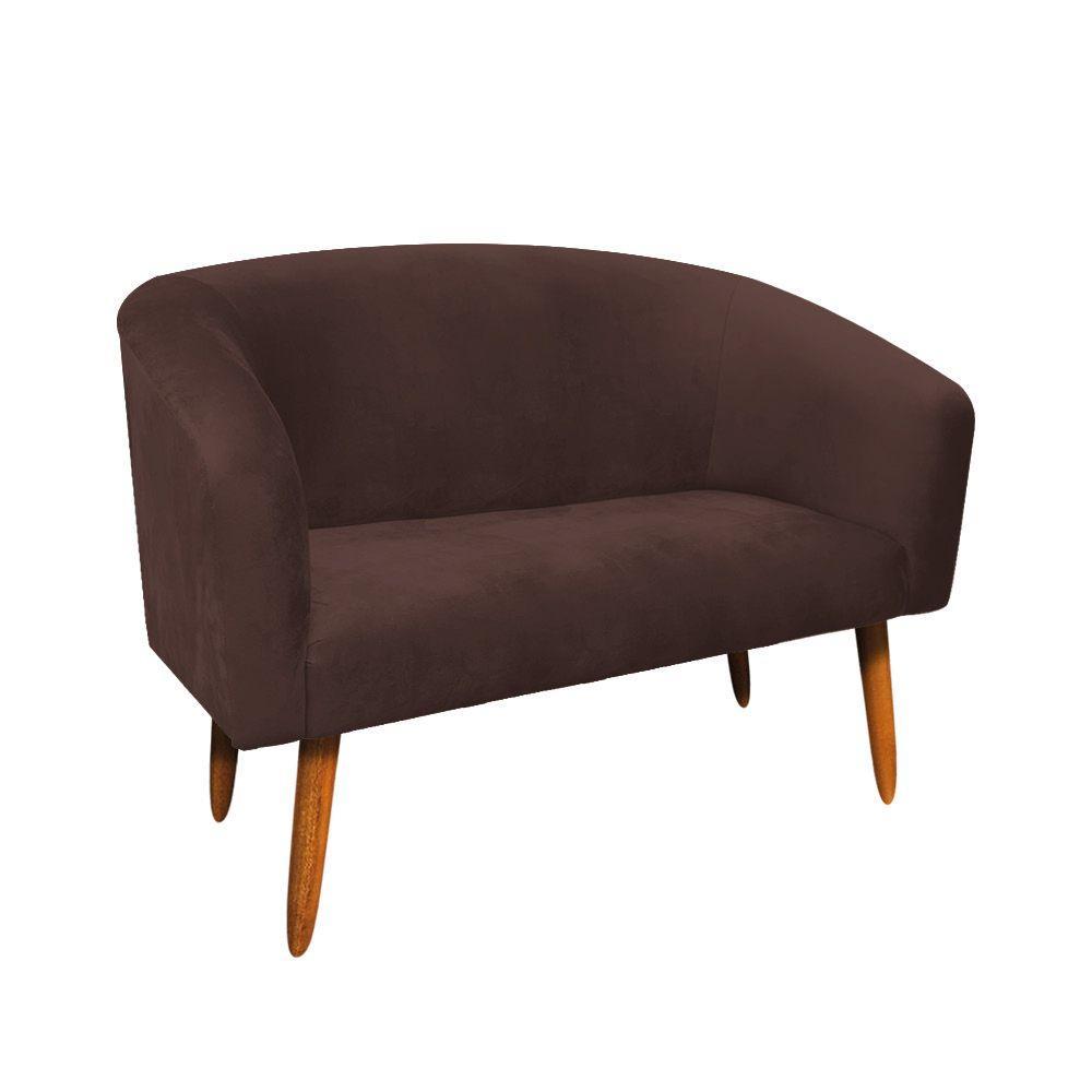 Kit 01 Namoradeira e 01 Poltrona Stella Suede Marrom - 1