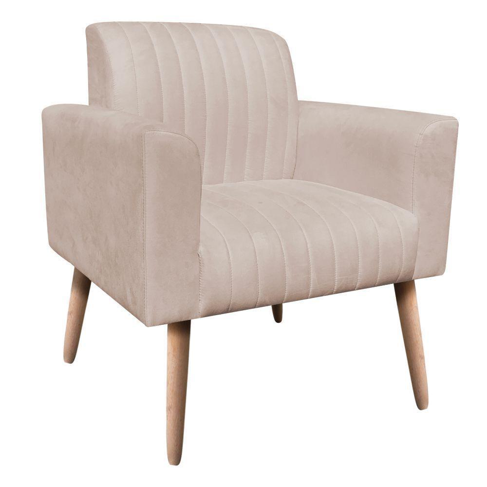 Poltrona Viena Gomada Suede Pés Palito Natural D'rossi Cor Bege - 1