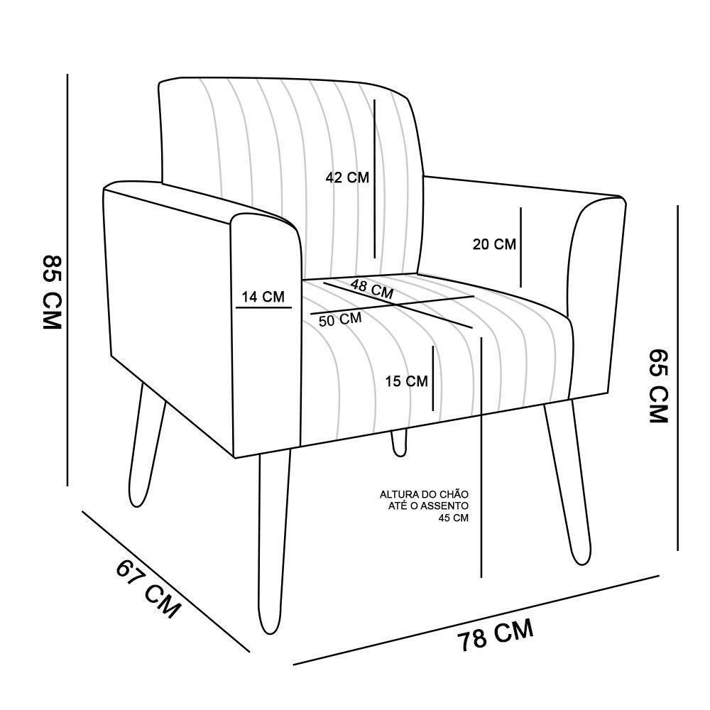 Poltrona Viena Gomada Suede Pés Palito Natural D'rossi Cor Bege - 3