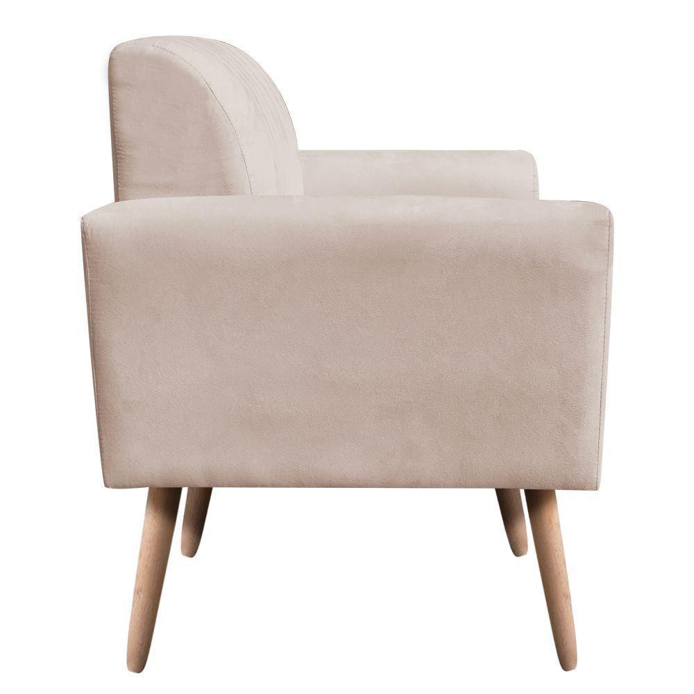 Poltrona Viena Gomada Suede Pés Palito Natural D'rossi Cor Bege - 6