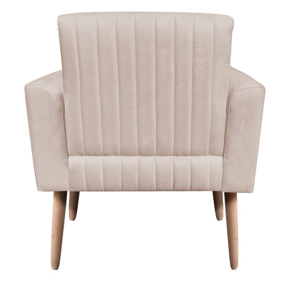 Poltrona Viena Gomada Suede Pés Palito Natural D'rossi Cor Bege - 7