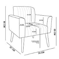 Poltrona Viena Gomada Suede Pés Palito Natural D'rossi Cor Bege - 3