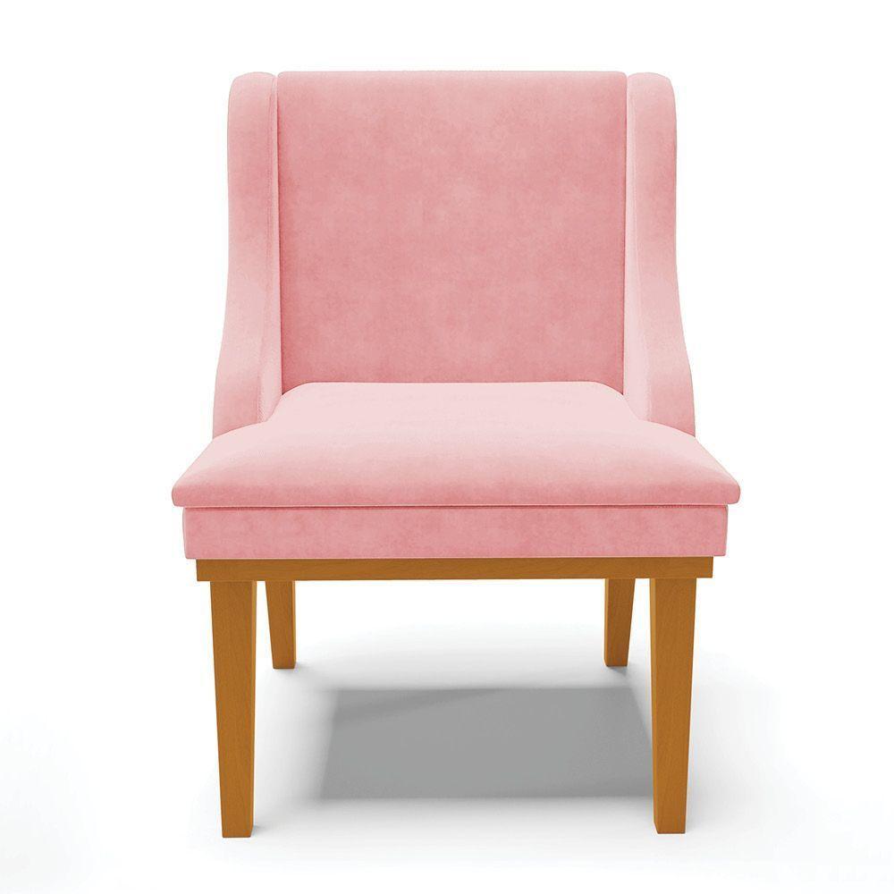 Kit 04 Cadeiras De Jantar Base Madeira Castanho Rosa Bebê - 7