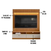 Painel Para Tv Até 75 Polegadas Ripado Betina Com Rack Nature E Off White 180x198 Cm L04 - D'rossi - 6
