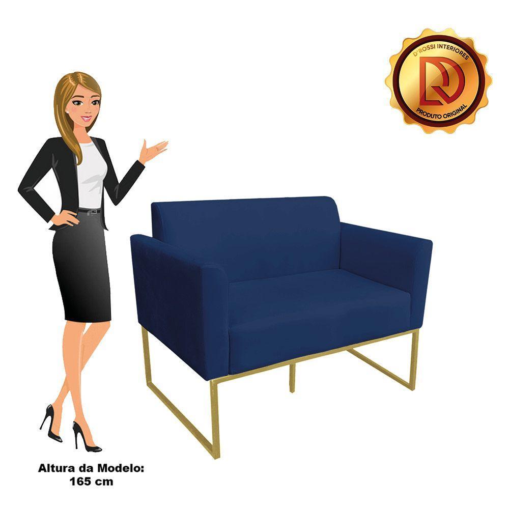 Namoradeira Marisa Suede Azul Marinho Dourado - 10