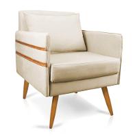 Poltrona Mari Suede Bege Pés Palito Castanho - D'rossi - 1