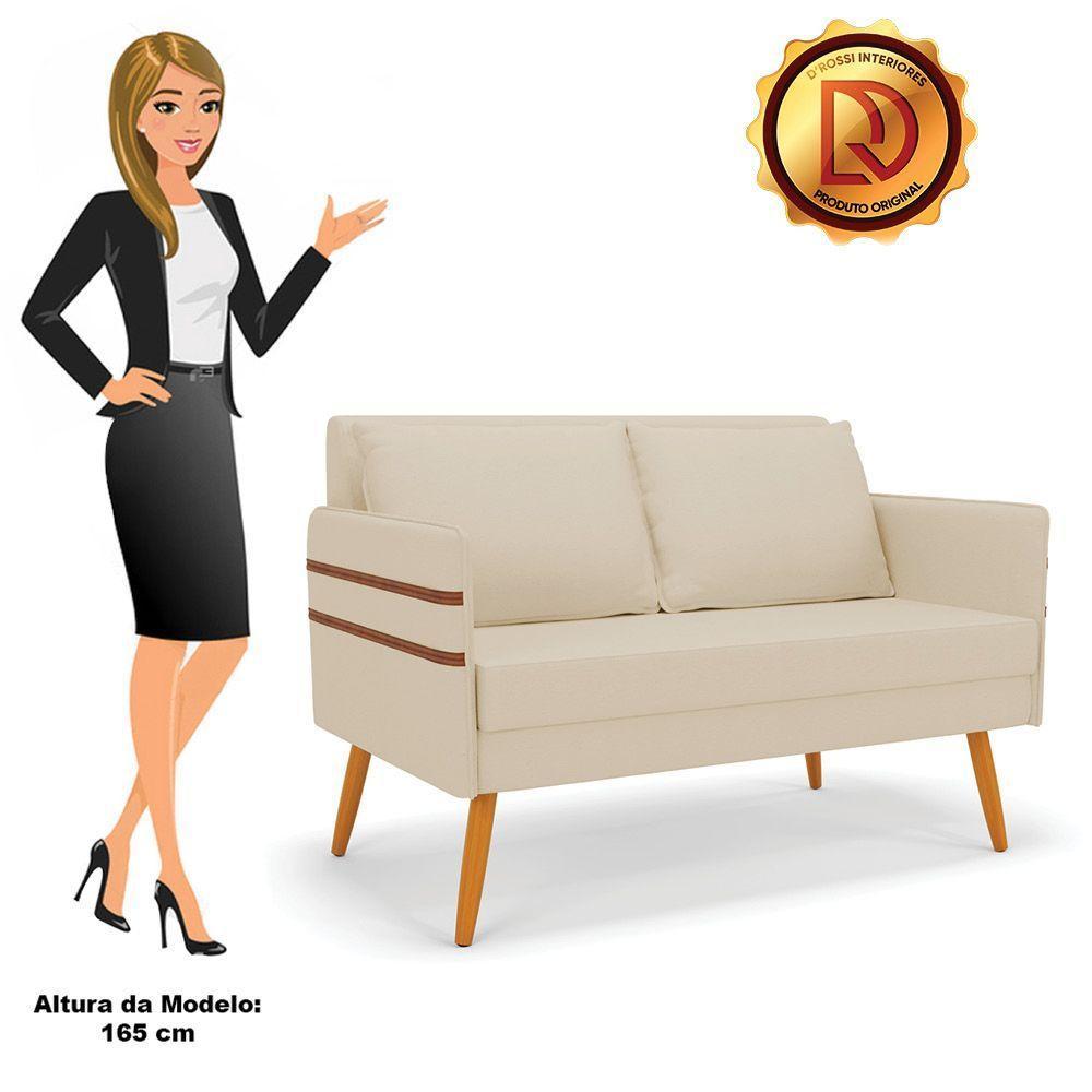 Namoradeira 02 Lugares Mari Linho Bege A19 Castanho - 3