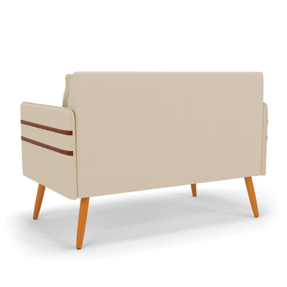 Namoradeira 02 Lugares Mari Linho Bege A19 Castanho - 5