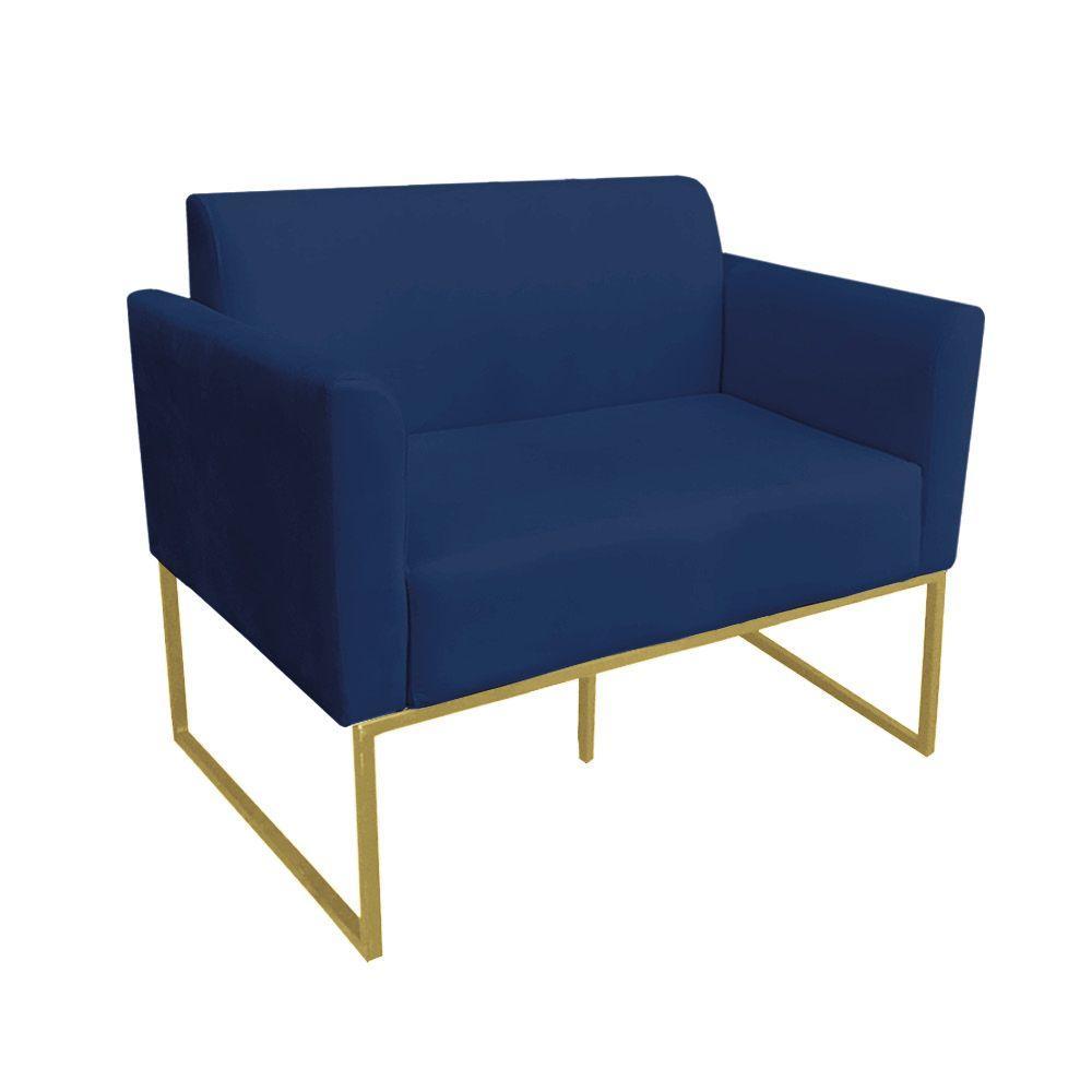 Namoradeira Marisa Suede Dourado Azul Marinho - 4