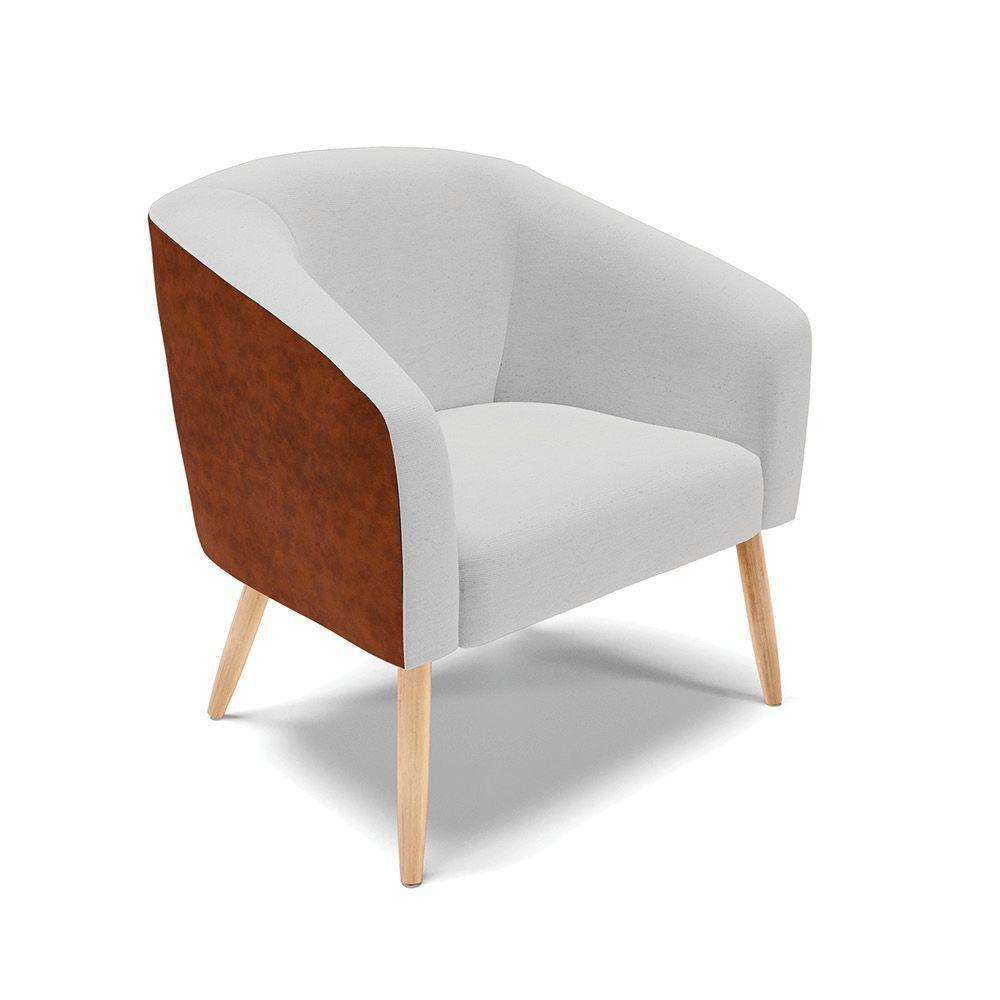 Kit 02 Poltronas Corano Nozes Com Linho Cinza Pés Palito - 7