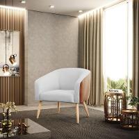 Kit 02 Poltronas Corano Nozes Com Linho Cinza Pés Palito - 8