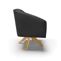 Poltrona Giratória Stella Corino Preto Base Madeira Ma30 - 6