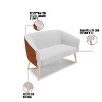 Kit 1 Namoradeira E 1 Poltrona Nozes Com Linho Cinza A05 - 5