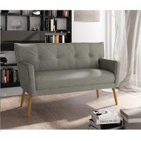 Kit 01 Namoradeira 02 Lugares E 02 Poltronas Anitta Linho Grafite A26 Pés Palito Castanho - 8