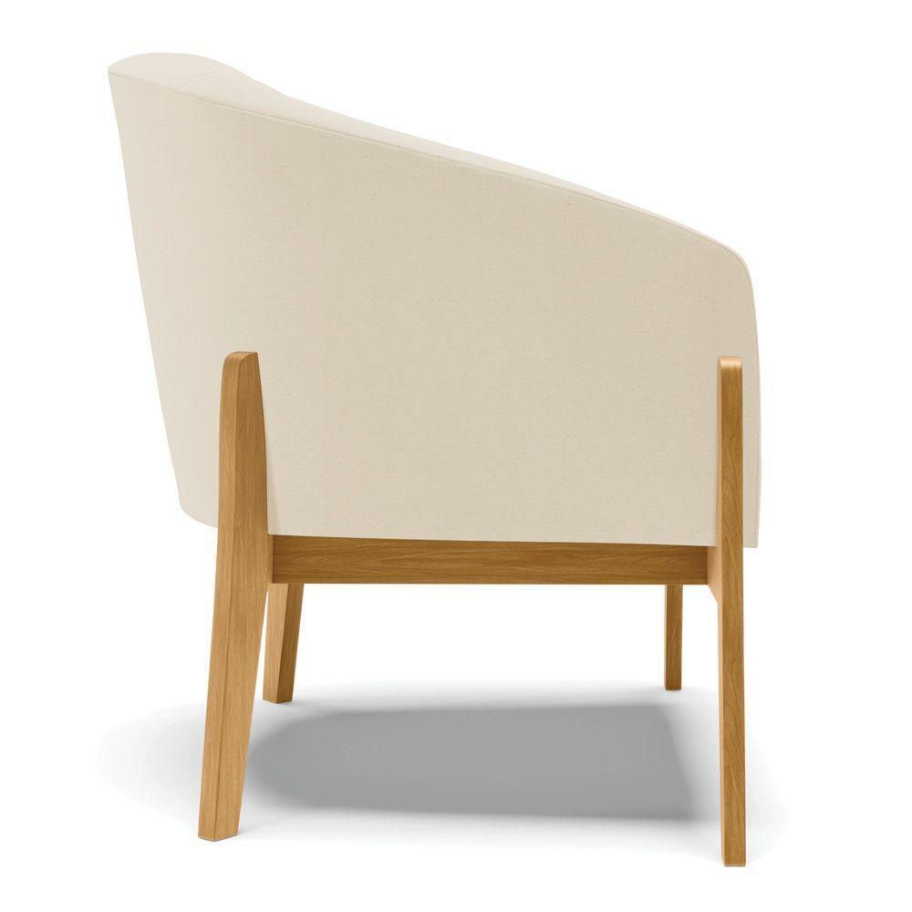 Poltrona Stella Linho Base Madeira Castanho - D'rossi Cor A19 Bege - 5