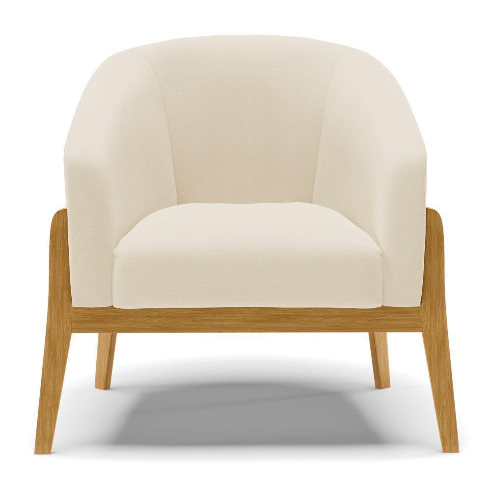 Poltrona Stella Linho Base Madeira Castanho - D'rossi Cor A19 Bege - 6