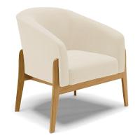 Poltrona Stella Linho Base Madeira Castanho - D'rossi Cor A19 Bege - 1