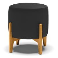 Kit 01 Poltrona E 01 Puff Preto Base Madeira Castanho - 6