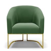 Kit 02 Poltronas Suede Verde Base Industrial Dourada - 7