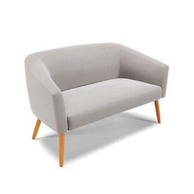 Namoradeira Veludo Cinza Pés Palito Castanho