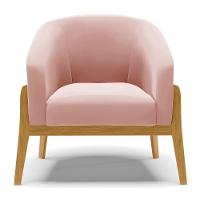 Kit 01 Poltrona E 01 Puff Base Madeira Castanho Cor Rose - 7