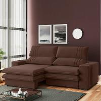 Sofá 2 Lugares Retrátil Noruega 180 Cm Veludo Marrom Pés Tabaco - D'rossi - 5