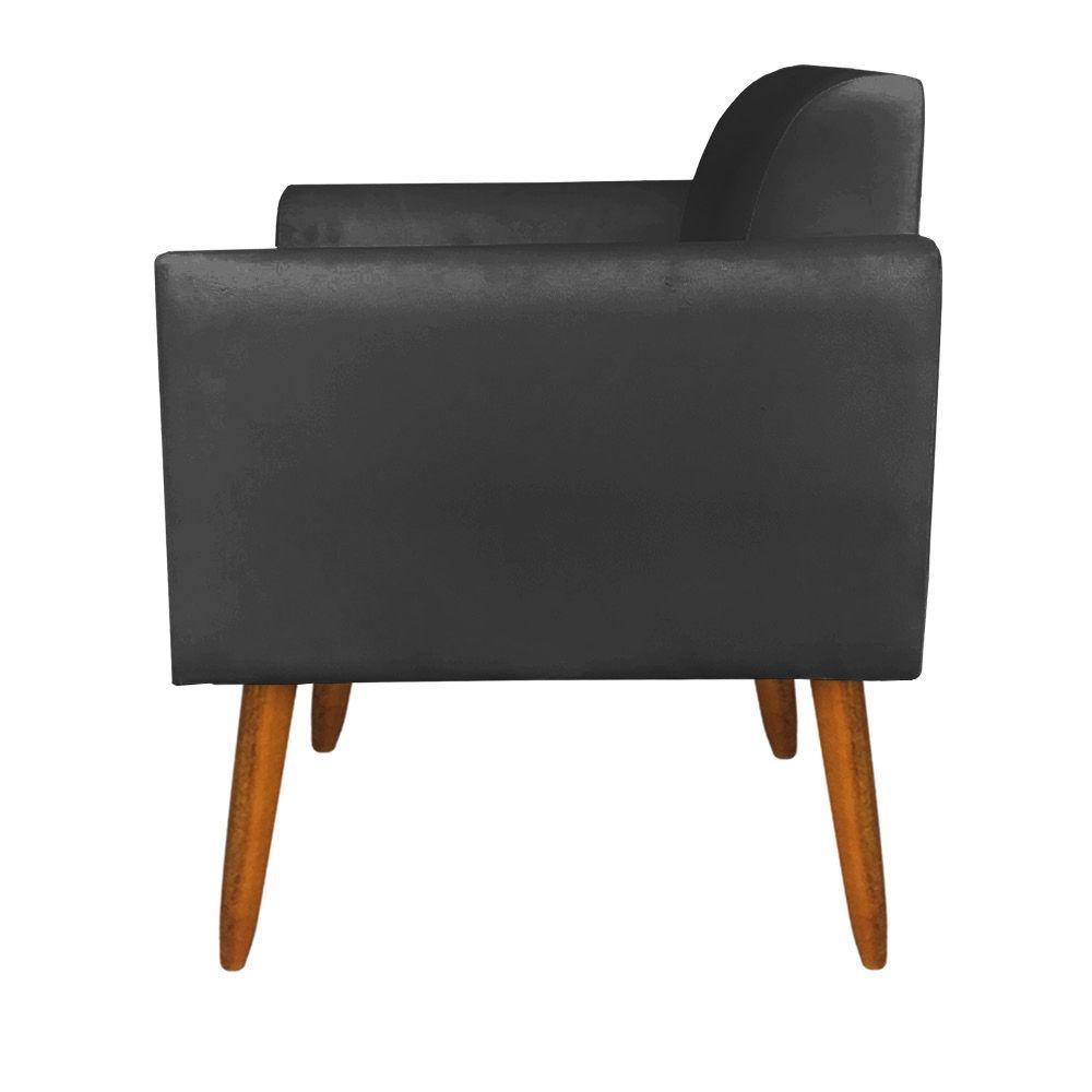 Poltrona Marisa Suede Preto Pés Palito Castanho D´rossi - 1