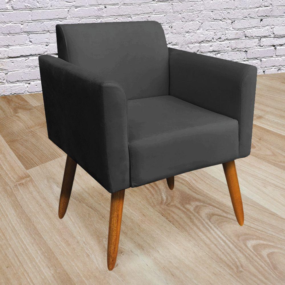 Poltrona Marisa Suede Preto Pés Palito Castanho D´rossi - 7