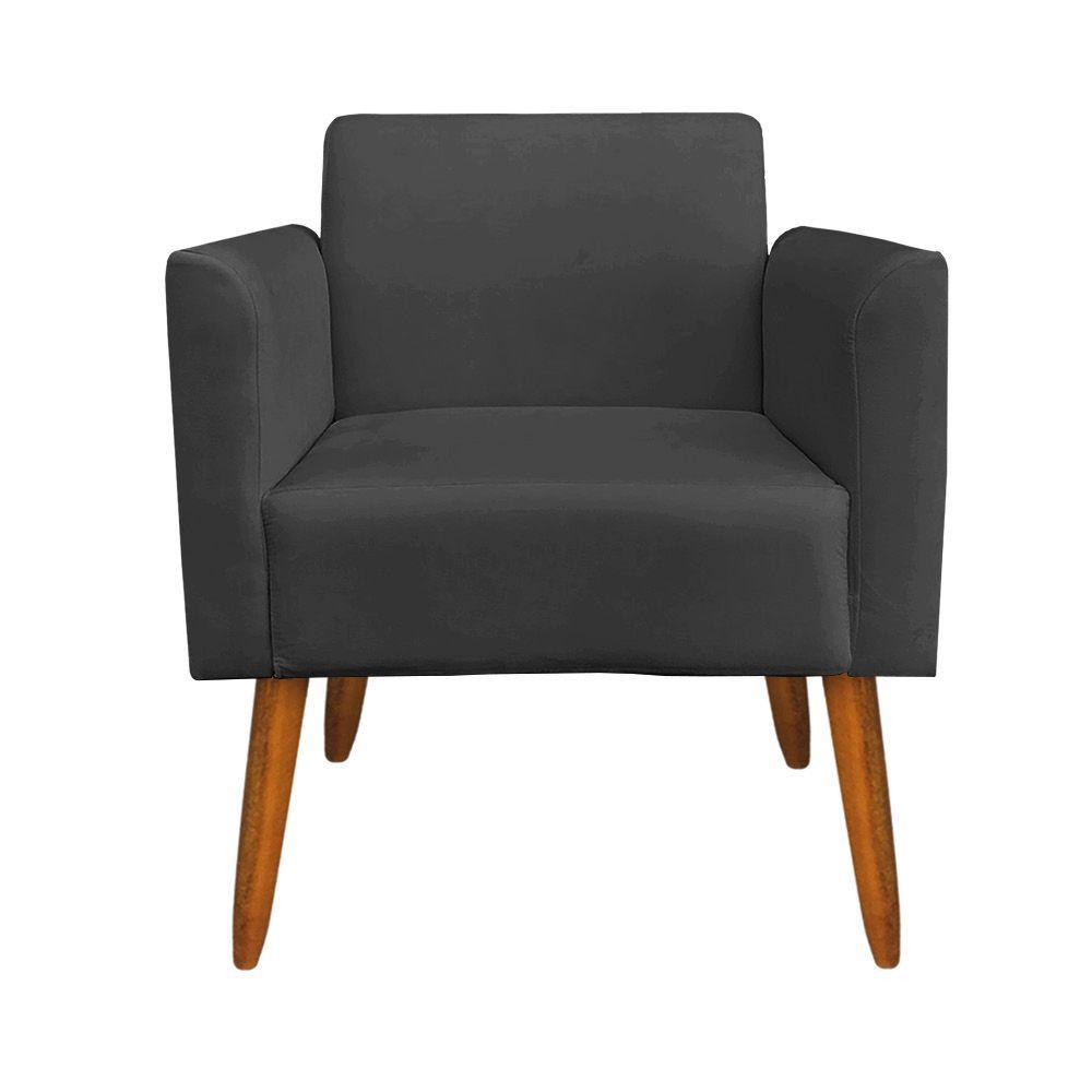 Poltrona Marisa Suede Preto Pés Palito Castanho D´rossi - 8