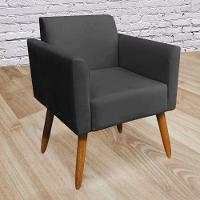 Poltrona Marisa Suede Preto Pés Palito Castanho D´rossi - 2