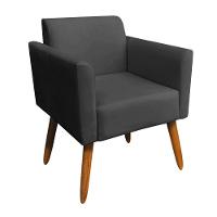 Poltrona Marisa Suede Preto Pés Palito Castanho D´rossi - 6