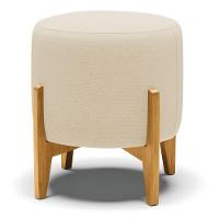 Kit Poltrona E Puff Com Linho Bege A19 Base Castanho - 6