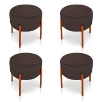 Kit 4 Puffs Iron Suede Marrom Base Cobre - 1