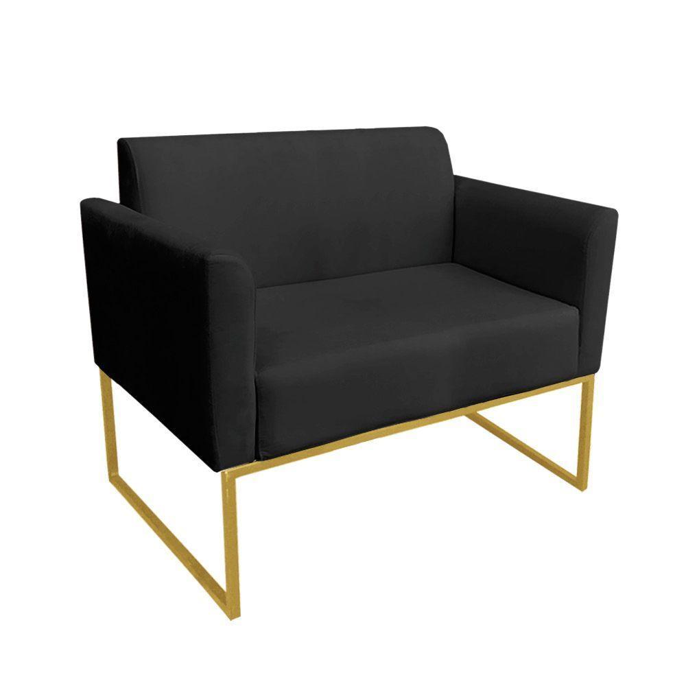 Namoradeira Marisa Suede Preto Dourado - 1